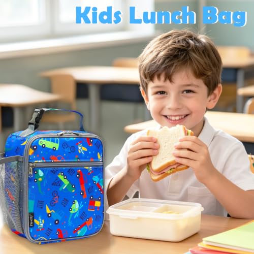 Kids Lunch box Insulated Soft Bag Mini Cooler Back to School Thermal Meal Tote Kit for Girls (Car)