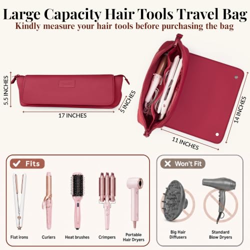 Hair Tools Travel Bag and Heat Resistant Mat 17" (Burgundy)