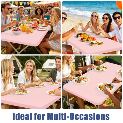2 Pack Rectangle Spandex Fitted Table Cloth (Pink / 48" x 24" (Rectangular))