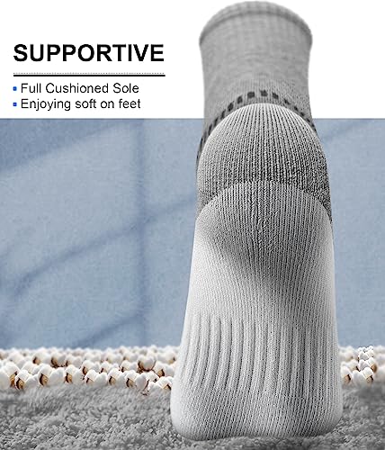 Men 6 Pack Athletic Compression Crew Socks for Running Gym Sports (11-13 / Gray Heather 3738)