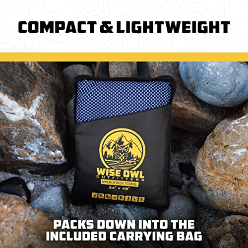 Camping Towel by Wise Owl Outfitters (Grey / X-Large (30x60) + Washcloth (12x24))