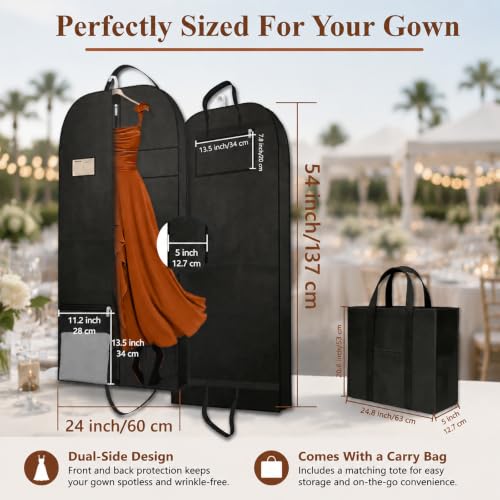54in Wedding Suit Garment Bag & Garment Bag for Groom Suit with Shoe Pocket (54inch garment bag 1 pack)