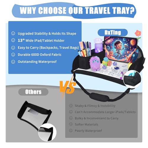 Upgraded Kids Travel Tray for Airplane (Black - 2 PCS)
