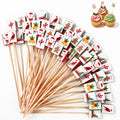 100 Pieces Christmas Mahjong Cocktail Picks Decorative Bamboo Cocktail Skewers 5.3 Inch Wooden Fruit Toothpicks for Christmas Game Night Appetizers Bar Drink Fruit Party Supplies (Christmas Mahjong)