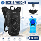 Lightweight Hydration Backpack with 2L Water Bladder Water Backpack Hydration Pack for Cycling Running Biking Hiking Backpack Black (Black)