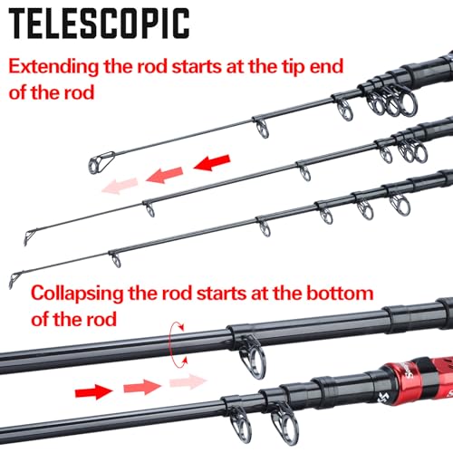 Portable Telescopic Fishing Rod with Carbon Fiber Material and Precision Carved Reel Seat (red / 9.84 ft)