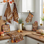 Fall Brown Kitchen Decor Set (Brown Wood Grain)
