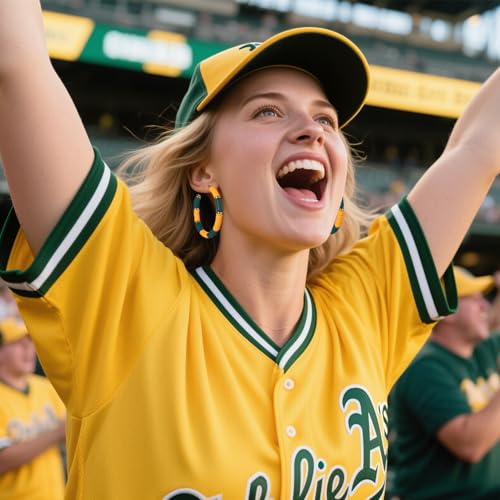 Game Day Earrings Football Baseball Earrings for Women Sports Team Heishi Hoop Earring Football Accessories Outfits Cheer Mom Essentials Fall Sports Must Haves Cheer Gifts (Green Yellow)