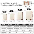 Luggage set 13 Piece 16 20 24 28 IN Hardside Suitcase with Bags (Luggage Set With Bags / White and Brown(13 piece))