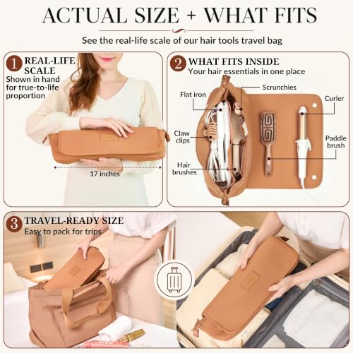 Hair Tools Travel Bag and Heat Resistant Mat 17" (Brown)
