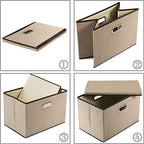 Large Collapsible Storage Bins with Lids [1 (Khaki / L(1-Pack))