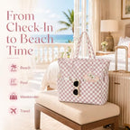 Beach Bags for Women (Purple White)