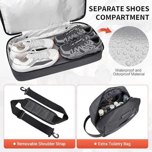Travel Duffle Bags for Men Weekender Bags with Toiletry Bag Sets Carry On Overnight Bag 55L （B696 Silvery Grey） (Silvery Grey)