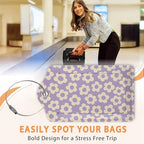 Retro Cream Daisies PU Leather Luggage Tags for Suitcase (Retro Cream Daisies)