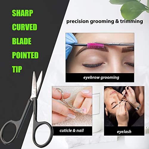 Facial Hair Small Grooming Scissors For Men Women (2PCS - Without Cover / Black)