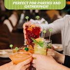 100 Pcs Olive Cocktail Picks 4.7 Inch Martini Picks Olive Bamboo (Olive)