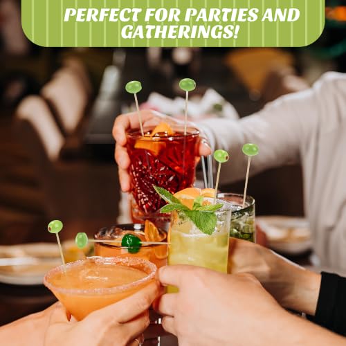 100 Pcs Olive Cocktail Picks 4.7 Inch Martini Picks Olive Bamboo (Olive)