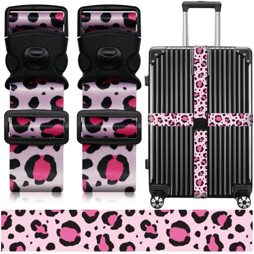 Luggage Straps for Suitcases (Pink Leopard)