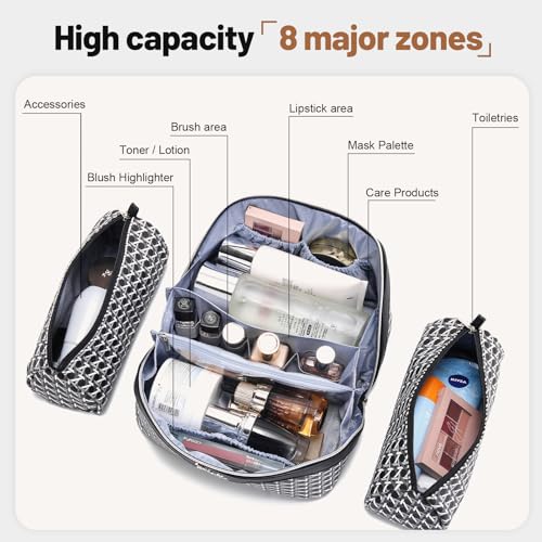 Travel Makeup Bag Cosmetic Bags for Women (M-76Black)