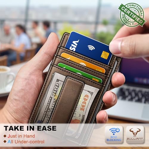 Men Slim Leather Wallet Money Clip 7Cards (Coffee7491)