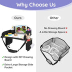 Toddler Car Seat Travel Tray FOR Road Trip Activities (2Black+1Pink)