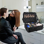 Extra Large Makeup Case Travel Makeup Train Case Professional Makeup Artist Bag Portable Nail Organizer Box Art Supply Case with Adjustable Dividers (Black / Extra Large)