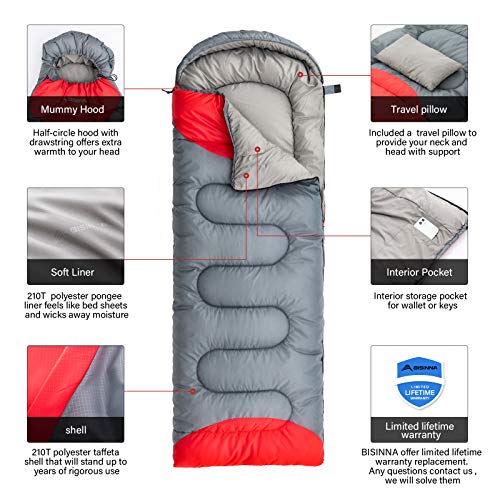 Sleeping Bag with Pillow (Gray / 86.6" x 31.5" Left Zipper)