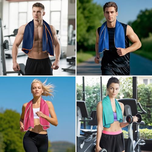 4 Pack(8Pcs) Microfiber Travel Towel, Quick Dry Beach CampingTowel Super Absorbent Compact Lightweight Sport Gym Towels for Beach, Gym, Hiking, Pool, Backpacking, Bath, Yoga(L:60"*30"+24"*15") (L 60"x30"+24"x15" / Dblue+nblue+mint+hpink)