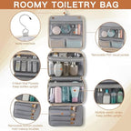 Hanging Travel Toiletry Bag for Women Vegan Leather (Beige / 1 Pack)