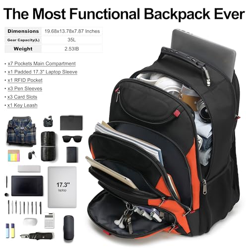 Laptop Backpack for men (17.3 / Black&orange)