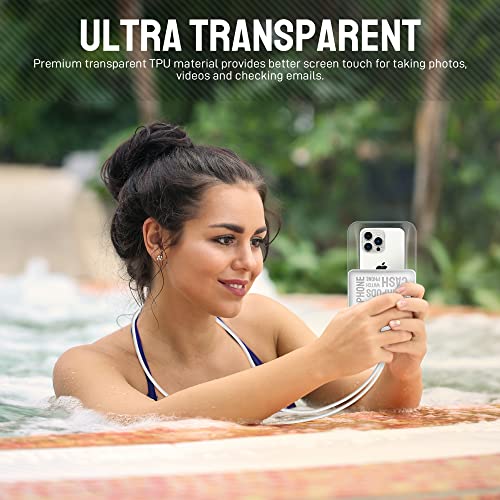 Universal Waterproof Phone Pouch [Double Space] IPX8 Dry Bag with Lanyard for iPhone 16 15 14 13 12 Pro Max XS XR X Galaxy S25 S24 S23 Ultra (White)