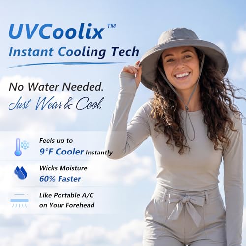 UVCoolix Women's UPF 50+ Wide Brim Cooling Sun Hat (X-Large / Green)