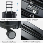 Hardside Expandable Carry On Luggage 22x14x9 Airline Approved With Front Business Pockets (Black/Army Green)