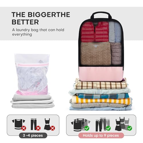 4 PCS Set Compression Packing Cubes for Travel (4 Set / Pink)