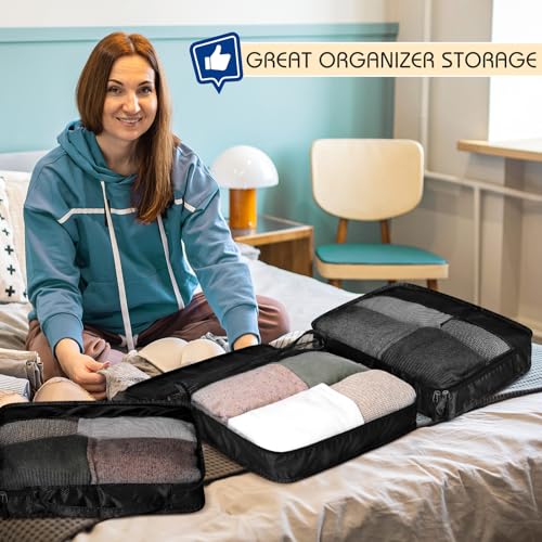 Packing Cubes for Suitcase Large Organizer Bags (Black / Large)