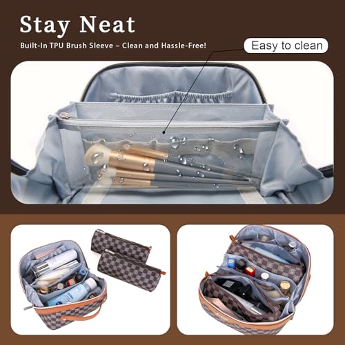 Travel Makeup Bag Organizer Cosmetic Bag (08-B-Brown)
