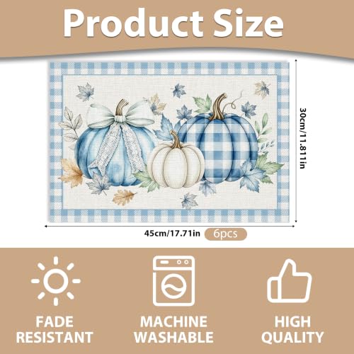 Fall Placemats Set of 6 (Blue Pumpkin)