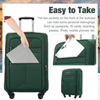 Softside Luggage Set Softshell Lightweight 3 Piece Spinner Suitcase (Softside Luggage(22/26/30) / Dark Green)