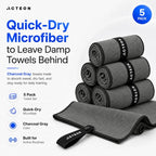Microfiber Quick Dry Gym Towel 5 Pack (Pack of 5 / Dark Grey)