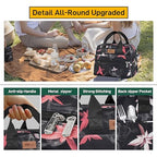 Insulated Lunch Bag for Women Men (Pink Flowers)