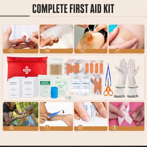 Survival Kit 250Pcs Survival Gear First Aid Kit with Molle System Compatible Bag and Emergency Tent (C-Camo-Black&Grey)