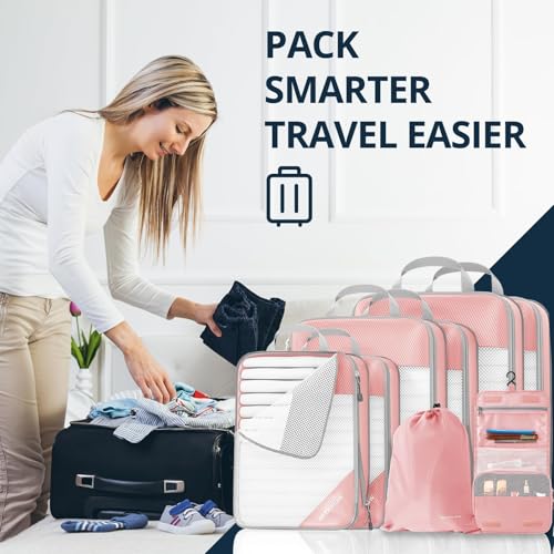 Compression Packing Cubes 8 Set (Pink / 8 pcs)