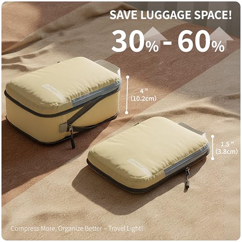 Compression Packing Cubes for Travel (Vanilla Cream / 6PCS)
