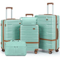 Luggage Sets with TSA Lock Hardside PC+ABS Carry On expandable Suitcase with Spinner Wheels Lightweight Rolling Travel Luggage Sets with YKK (Green(New) / 5 piece sets（20/24/28/DB/TB）)