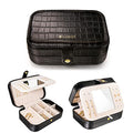 Travel Jewelry Organizer Boxes for Women Small Portable Necklace Earrings Bracelet Rings Travel Case Best Friend Birthday Gifts for Women Trendy (15_Crocodile_Black_Big)