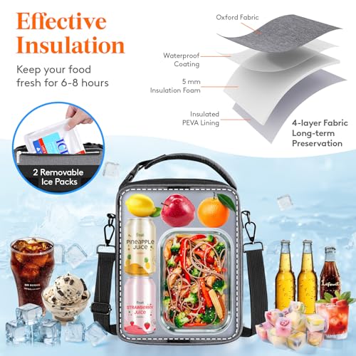 Insulated Lunch Box for Men (Gray / 8.2L)