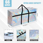 4 Pcs 66 Gallon Extra Large Moving Bags Heavy Duty Storage Bag (66 Gallon / Iridescent)