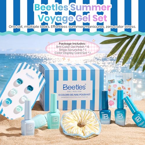 Beetles Blue Gel Nail Polish Set (A - Blue White Pink | Shore Light)