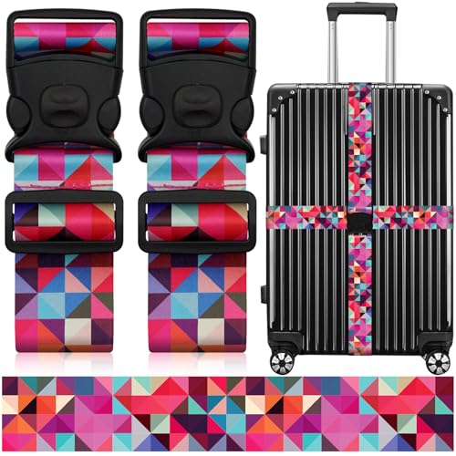 2 Pack Luggage Straps for Suitcases (24020 Colorful Block)