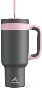 POWCAN 40 oz Tumbler with Handle, 2-in-1 Straw and Sip Lid, Dishwasher Safe by POWCAN